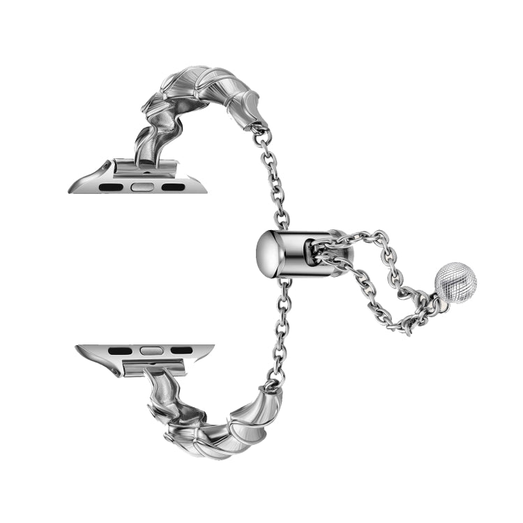 Ribbon Wave Metal Watch Band For Apple Watch 8 45mm(Silver) by bashfashion