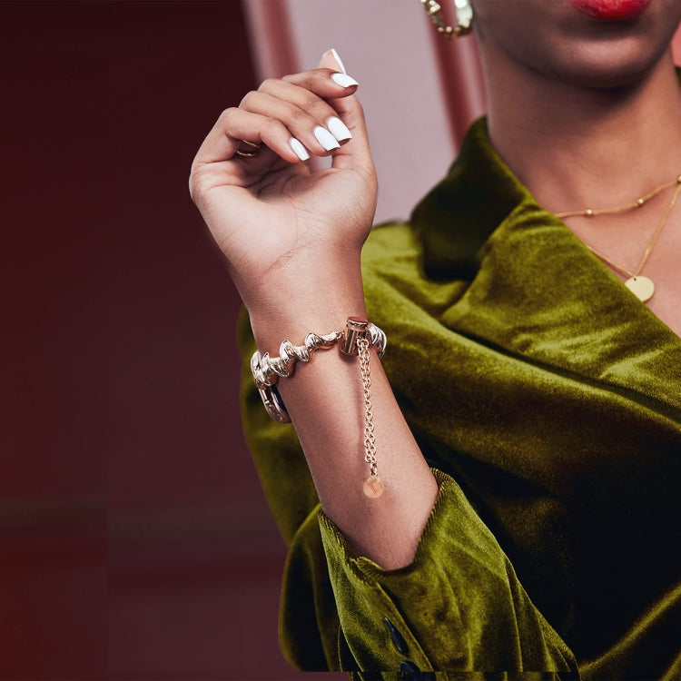 Ribbon Wave Metal Watch Band For Apple Watch SE 2023 40mm(Rose Gold) by bashfashion