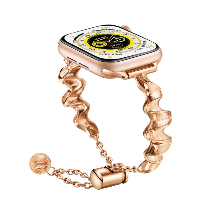 Ribbon Wave Metal Watch Band For Apple Watch Ultra 2 49mm(Rose Gold) by bashfashion