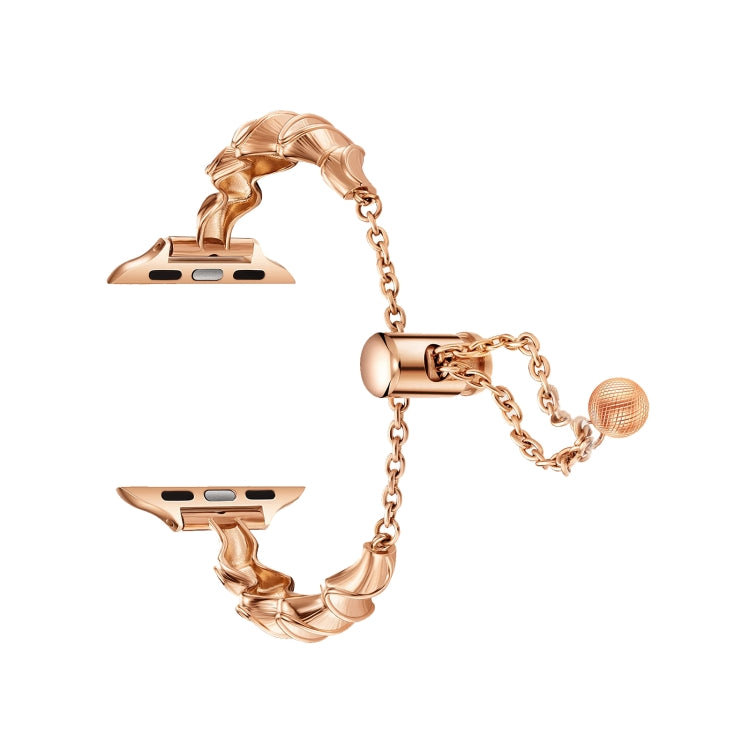 Ribbon Wave Metal Watch Band For Apple Watch Ultra 2 49mm(Rose Gold) by bashfashion