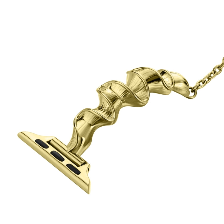 Ribbon Wave Metal Watch Band For Apple Watch Series 10 42mm(Gold) by bashfashion