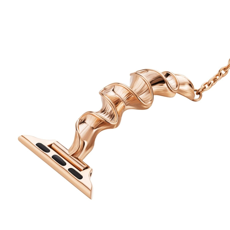 Ribbon Wave Metal Watch Band For Apple Watch Series 10 46mm(Rose Gold) by bashfashion