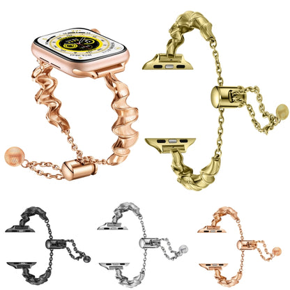 Ribbon Wave Metal Watch Band For Apple Watch Series 10 42mm(Black) by bashfashion