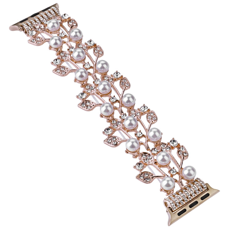 Four-leaf Bead Metal Watch Band For Apple Watch 8 41mm(Rose Gold) by bashfashion
