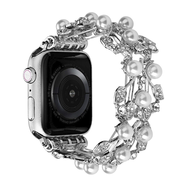 Four-leaf Bead Metal Watch Band For Apple Watch SE 40mm(Silver) by bashfashion
