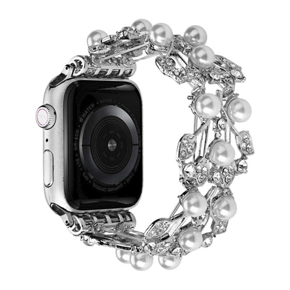 Four-leaf Bead Metal Watch Band For Apple Watch 4 40mm(Silver) by bashfashion