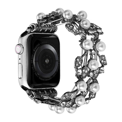 Four-leaf Bead Metal Watch Band For Apple Watch 4 40mm(Black) by bashfashion