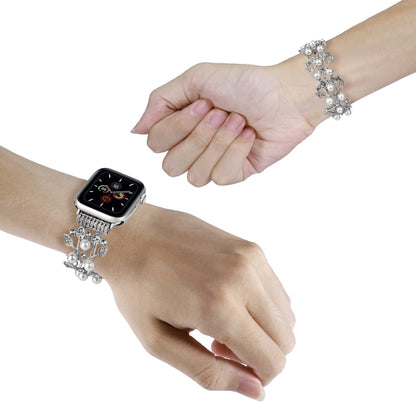 Four-leaf Bead Metal Watch Band For Apple Watch 3 38mm(Silver) by bashfashion
