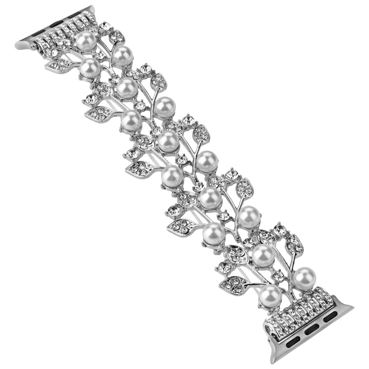 Four-leaf Bead Metal Watch Band For Apple Watch 9 45mm(Silver) by bashfashion