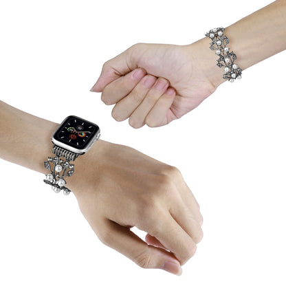 Four-leaf Bead Metal Watch Band For Apple Watch 9 41mm(Black) by bashfashion