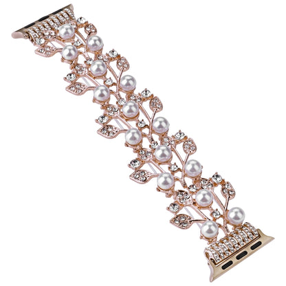 Four-leaf Bead Metal Watch Band For Apple Watch Series 10 42mm(Rose Gold) by bashfashion