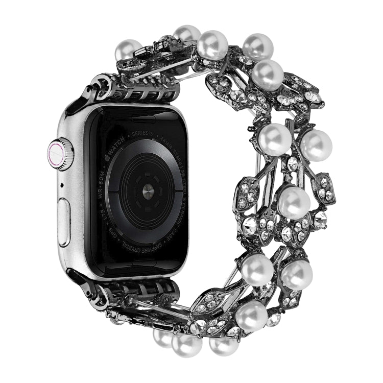 Four-leaf Bead Metal Watch Band For Apple Watch Series 10 42mm(Black) by bashfashion