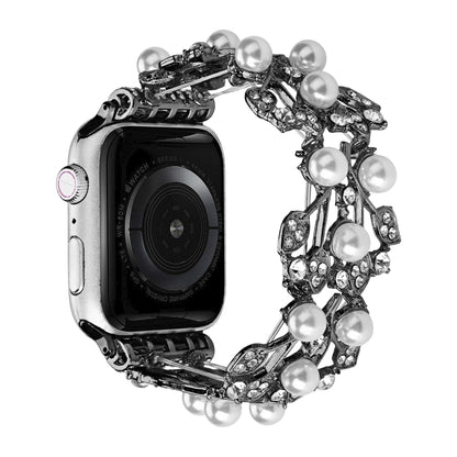 Four-leaf Bead Metal Watch Band For Apple Watch Series 10 42mm(Black) by bashfashion