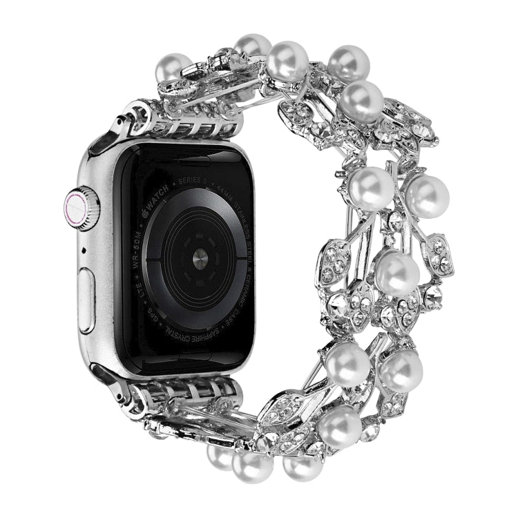 Four-leaf Bead Metal Watch Band For Apple Watch Series 10 46mm(Silver) by bashfashion