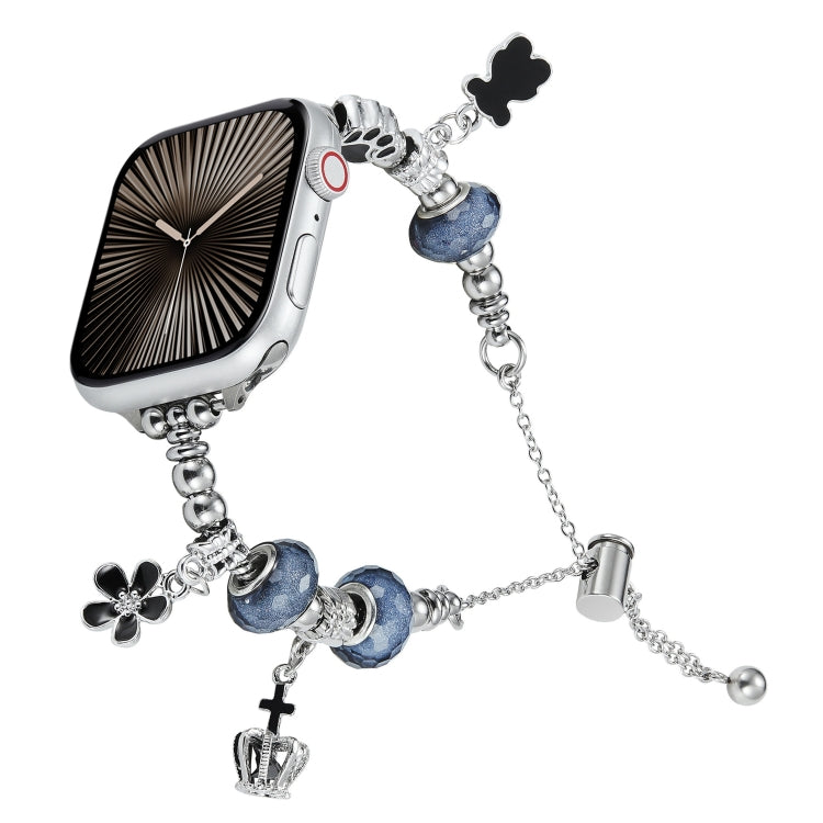 Bead Bracelet Metal Watch Band For Apple Watch Series 10 42mm(Blue Crown) by bashfashion