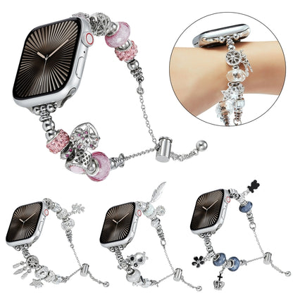 Bead Bracelet Metal Watch Band For Apple Watch Series 10 46mm(Silver Owl) by bashfashion