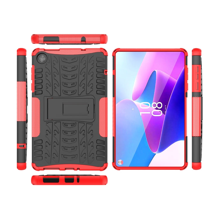 For Lenovo Tab M8 4th Gen Tire Texture TPU + PC Tablet Case with Holder(Red) by bashfashion