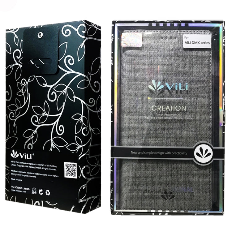 For Motorola Moto G8 ViLi DMX-54 Shockproof TPU + PU Leather Magnetic Attraction Horizontal Flip Protective Case with Card Slots & Holder(Grey) by ViLi