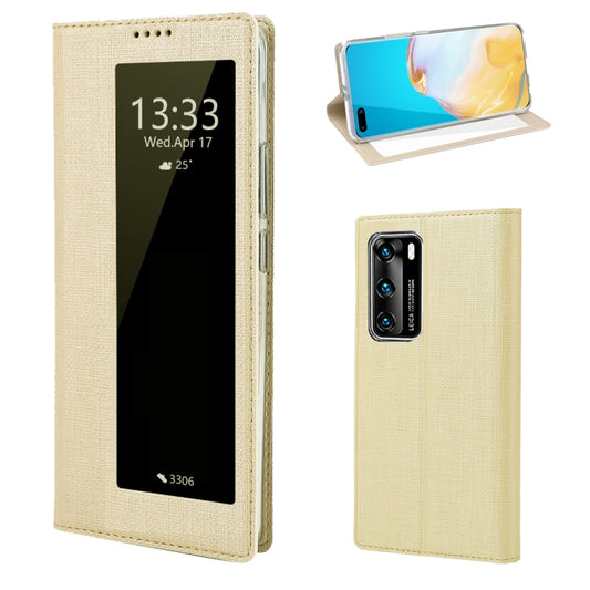 For Huawei P40 ViLi DMX-54 Shockproof TPU + PU Leather View Window Magnetic Attraction Horizontal Flip Protective Case with Card Slots & Holder & Sleep / Wake-up(Champagne Gold) by ViLi