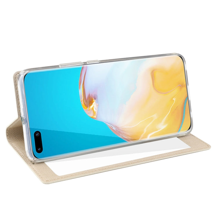 For Huawei P40 ViLi DMX-54 Shockproof TPU + PU Leather View Window Magnetic Attraction Horizontal Flip Protective Case with Card Slots & Holder & Sleep / Wake-up(Champagne Gold) by ViLi