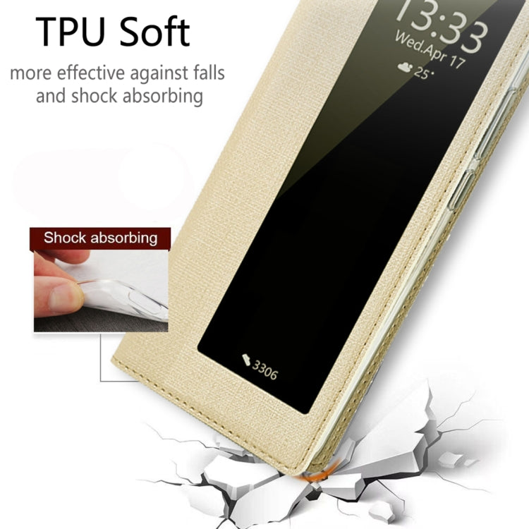 For Huawei P40 ViLi DMX-54 Shockproof TPU + PU Leather View Window Magnetic Attraction Horizontal Flip Protective Case with Card Slots & Holder & Sleep / Wake-up(Champagne Gold) by ViLi