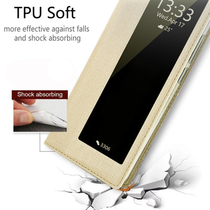 For Huawei P40 ViLi DMX-54 Shockproof TPU + PU Leather View Window Magnetic Attraction Horizontal Flip Protective Case with Card Slots & Holder & Sleep / Wake-up(Champagne Gold) by ViLi