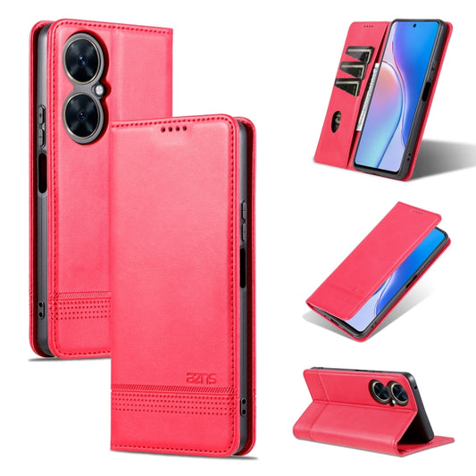 For Huawei Maimang 20 AZNS Magnetic Calf Texture Flip Leather Phone Case(Red) by AZNS