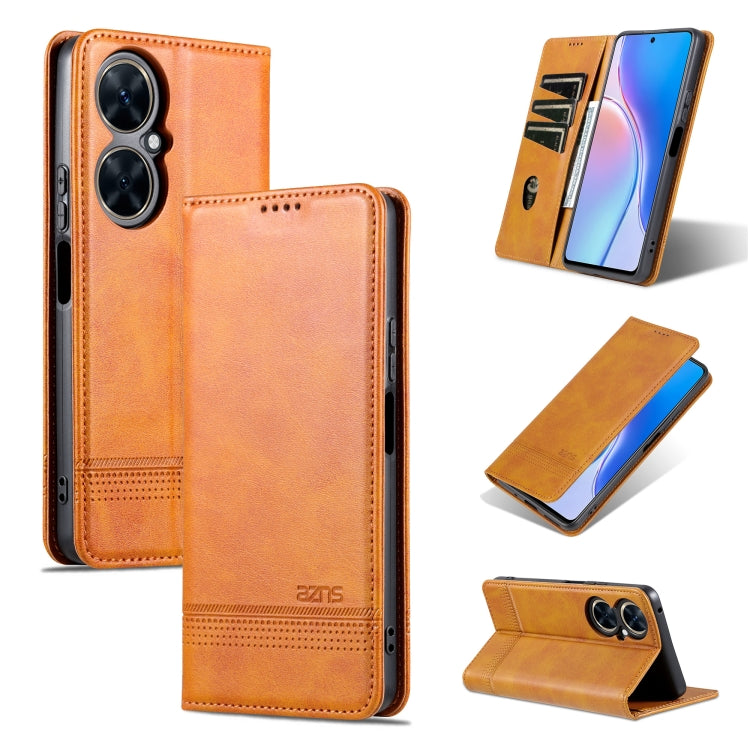 For Huawei Maimang 20 AZNS Magnetic Calf Texture Flip Leather Phone Case(Light Brown) by AZNS