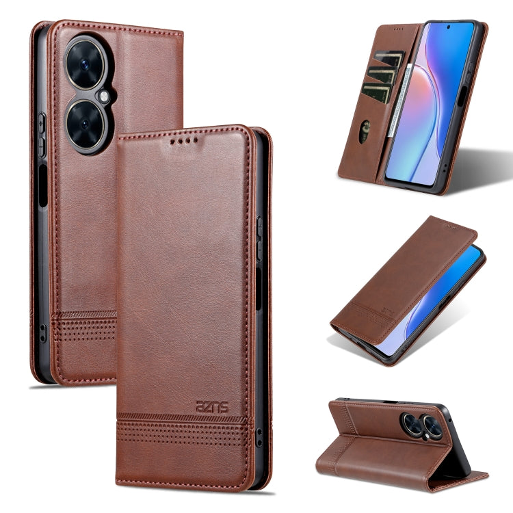 For Huawei Maimang 20 AZNS Magnetic Calf Texture Flip Leather Phone Case(Dark Brown) by AZNS