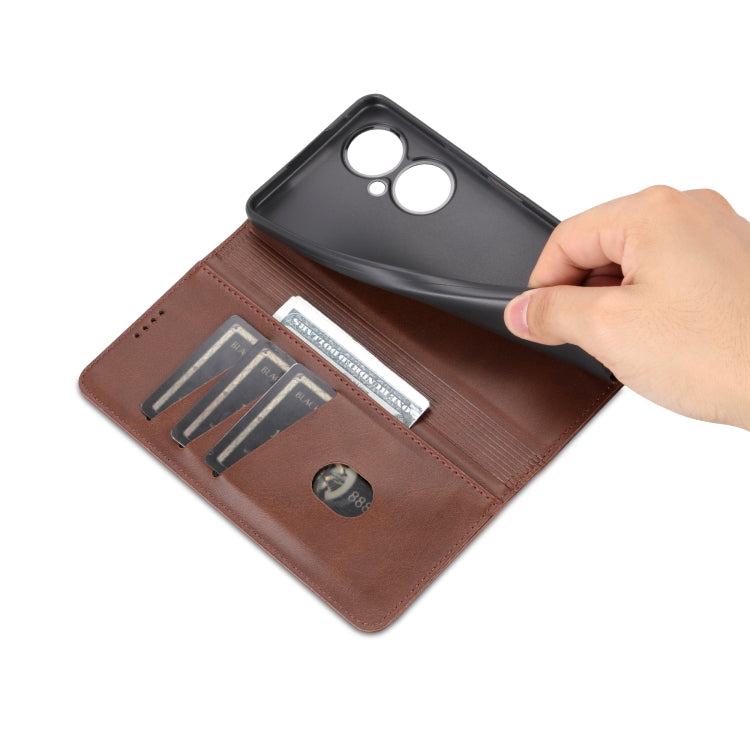 For Huawei Maimang 20 AZNS Magnetic Calf Texture Flip Leather Phone Case(Dark Brown) by AZNS