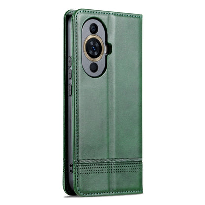 For Huawei Nova 11 AZNS Magnetic Calf Texture Flip Leather Phone Case(Dark Green) by AZNS