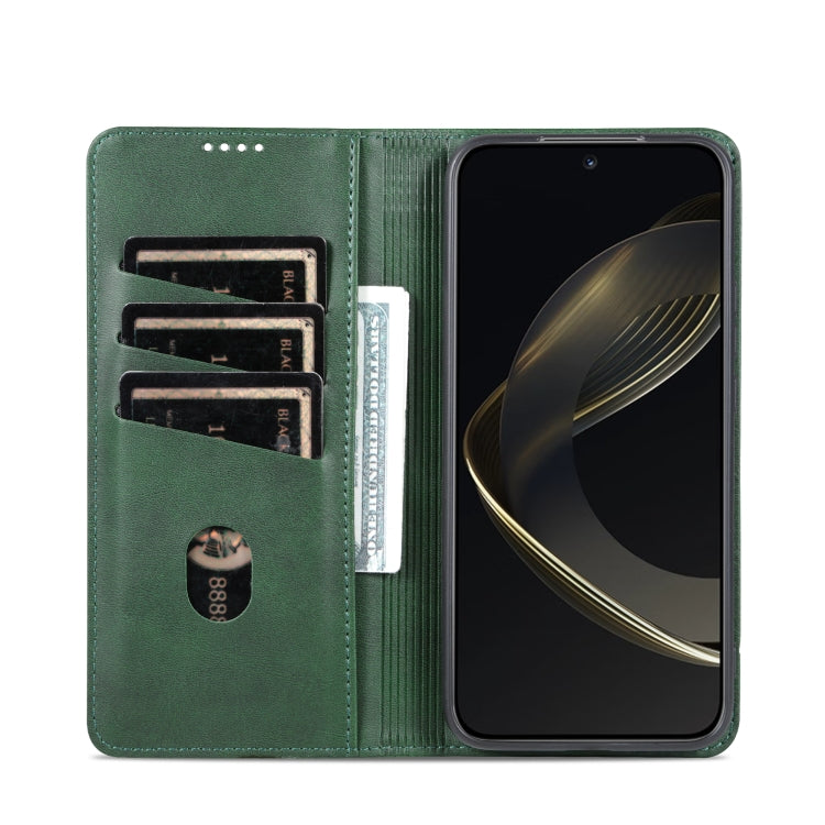 For Huawei Nova 11 AZNS Magnetic Calf Texture Flip Leather Phone Case(Dark Green) by AZNS