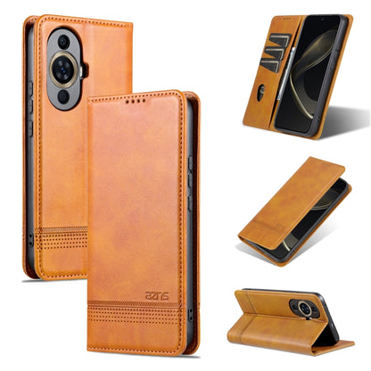 For Huawei Nova 11 AZNS Magnetic Calf Texture Flip Leather Phone Case(Light Brown) by AZNS