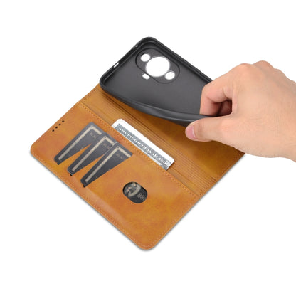 For Huawei Nova 11 AZNS Magnetic Calf Texture Flip Leather Phone Case(Light Brown) by AZNS