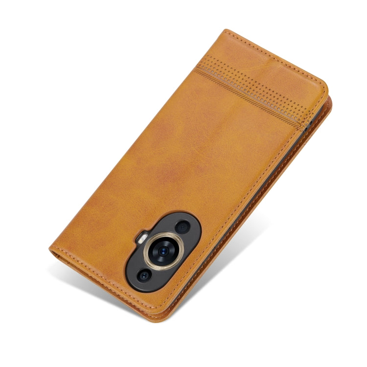 For Huawei Nova 11 AZNS Magnetic Calf Texture Flip Leather Phone Case(Light Brown) by AZNS