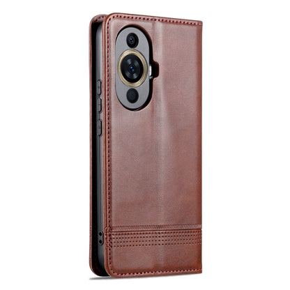 For Huawei Nova 11 AZNS Magnetic Calf Texture Flip Leather Phone Case(Dark Brown) by AZNS