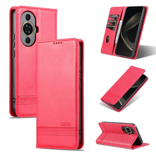 For Huawei Nova 11 Pro AZNS Magnetic Calf Texture Flip Leather Phone Case(Red) by AZNS