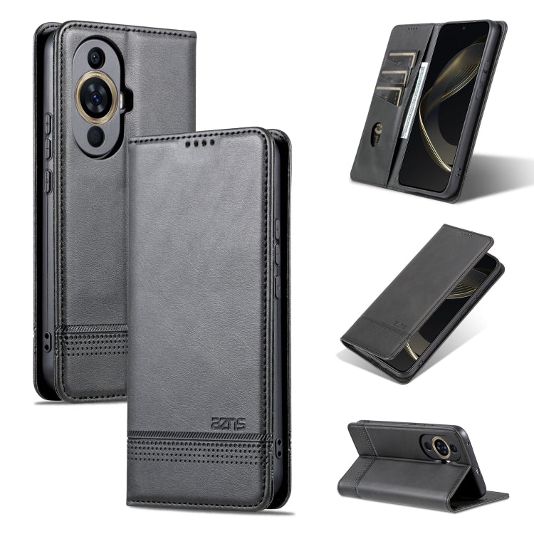 For Huawei Nova 11 Pro AZNS Magnetic Calf Texture Flip Leather Phone Case(Black) by AZNS