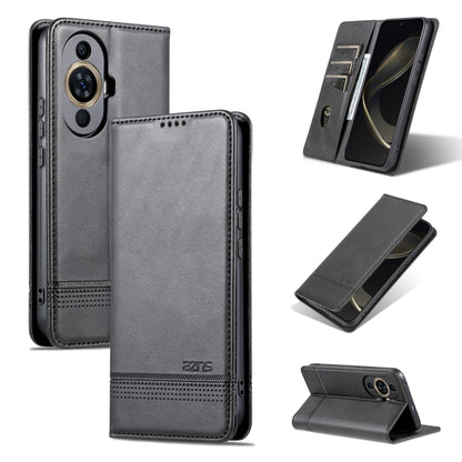 For Huawei Nova 11 Pro AZNS Magnetic Calf Texture Flip Leather Phone Case(Black) by AZNS
