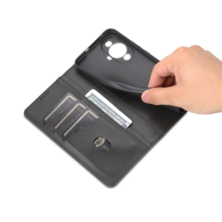 For Huawei Nova 11 Pro AZNS Magnetic Calf Texture Flip Leather Phone Case(Black) by AZNS