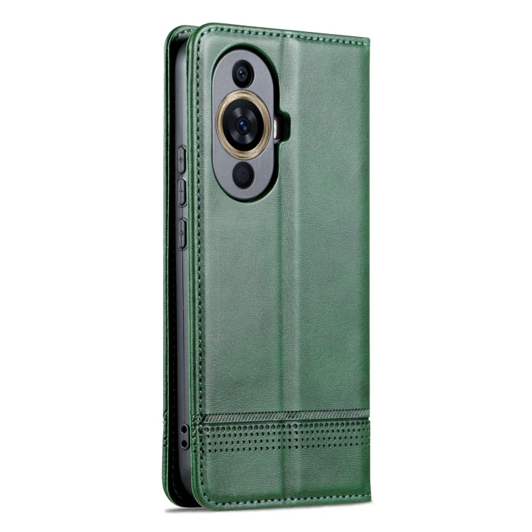 For Huawei Nova 11 Pro AZNS Magnetic Calf Texture Flip Leather Phone Case(Dark Green) by AZNS