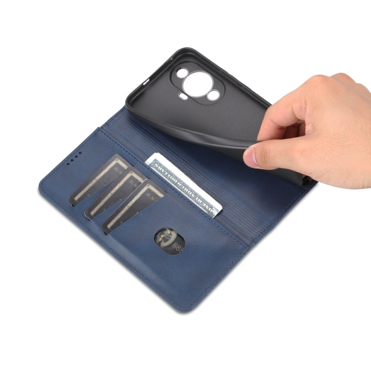 For Huawei Nova 11 Pro AZNS Magnetic Calf Texture Flip Leather Phone Case(Dark Blue) by AZNS