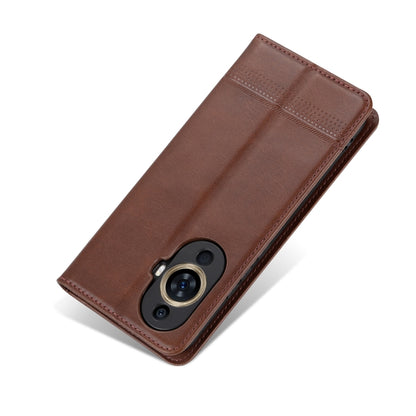 For Huawei Nova 11 Pro AZNS Magnetic Calf Texture Flip Leather Phone Case(Dark Brown) by AZNS