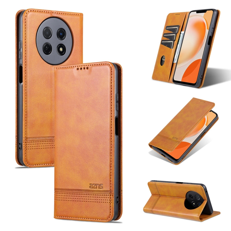 For Huawei Enjoy 60X AZNS Magnetic Calf Texture Flip Leather Phone Case(Light Brown) by AZNS