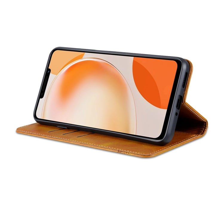 For Huawei Enjoy 60X AZNS Magnetic Calf Texture Flip Leather Phone Case(Light Brown) by AZNS