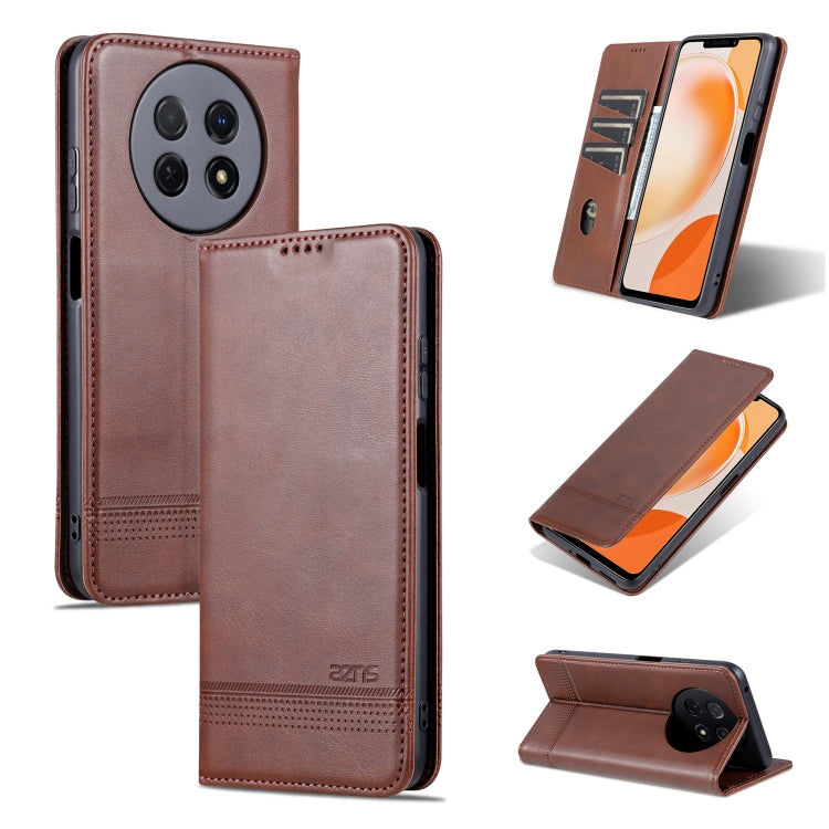For Huawei Enjoy 60X AZNS Magnetic Calf Texture Flip Leather Phone Case(Dark Brown) by AZNS