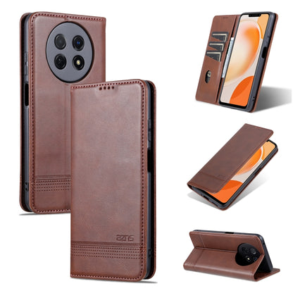For Huawei Enjoy 60X AZNS Magnetic Calf Texture Flip Leather Phone Case(Dark Brown) by AZNS