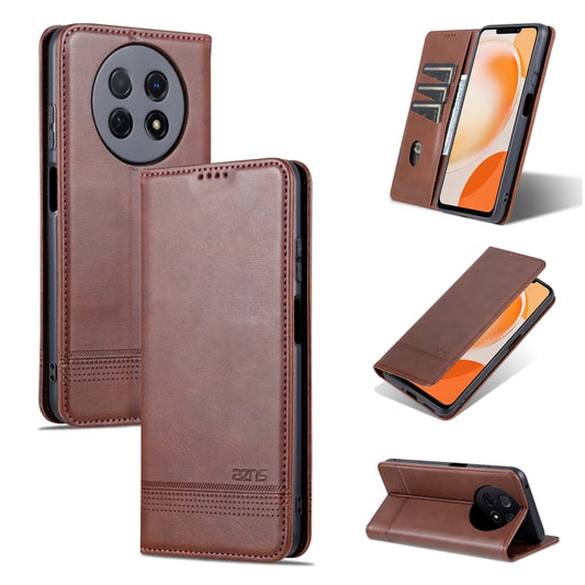 For Huawei Enjoy 60X AZNS Magnetic Calf Texture Flip Leather Phone Case(Dark Brown) by AZNS