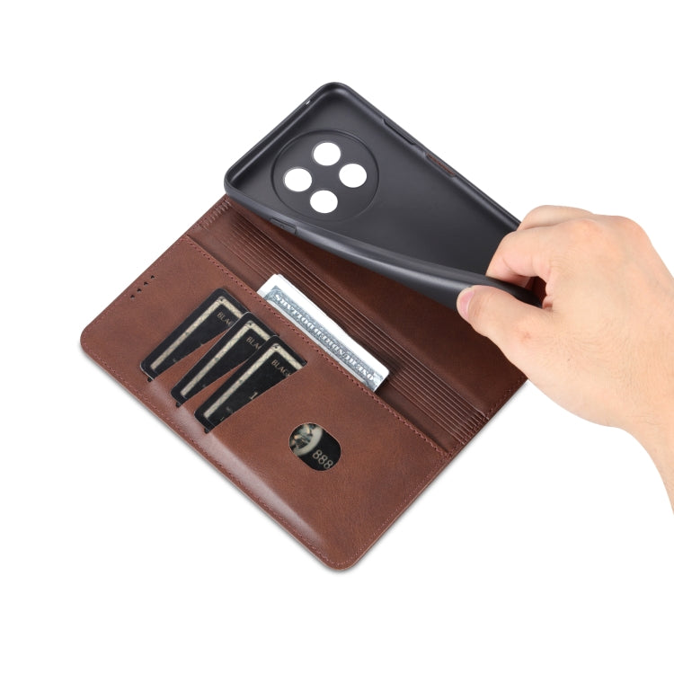 For Huawei Enjoy 60X AZNS Magnetic Calf Texture Flip Leather Phone Case(Dark Brown) by AZNS