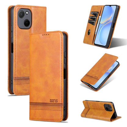 For Huawei Maimang A20 AZNS Magnetic Calf Texture Flip Leather Phone Case(Light Brown) by AZNS